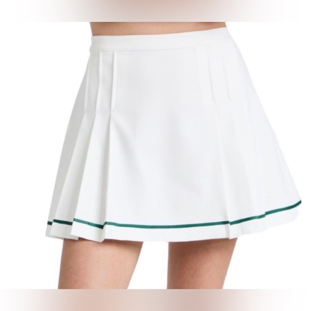 Tory Sport White Skater Skirt with Green Accent